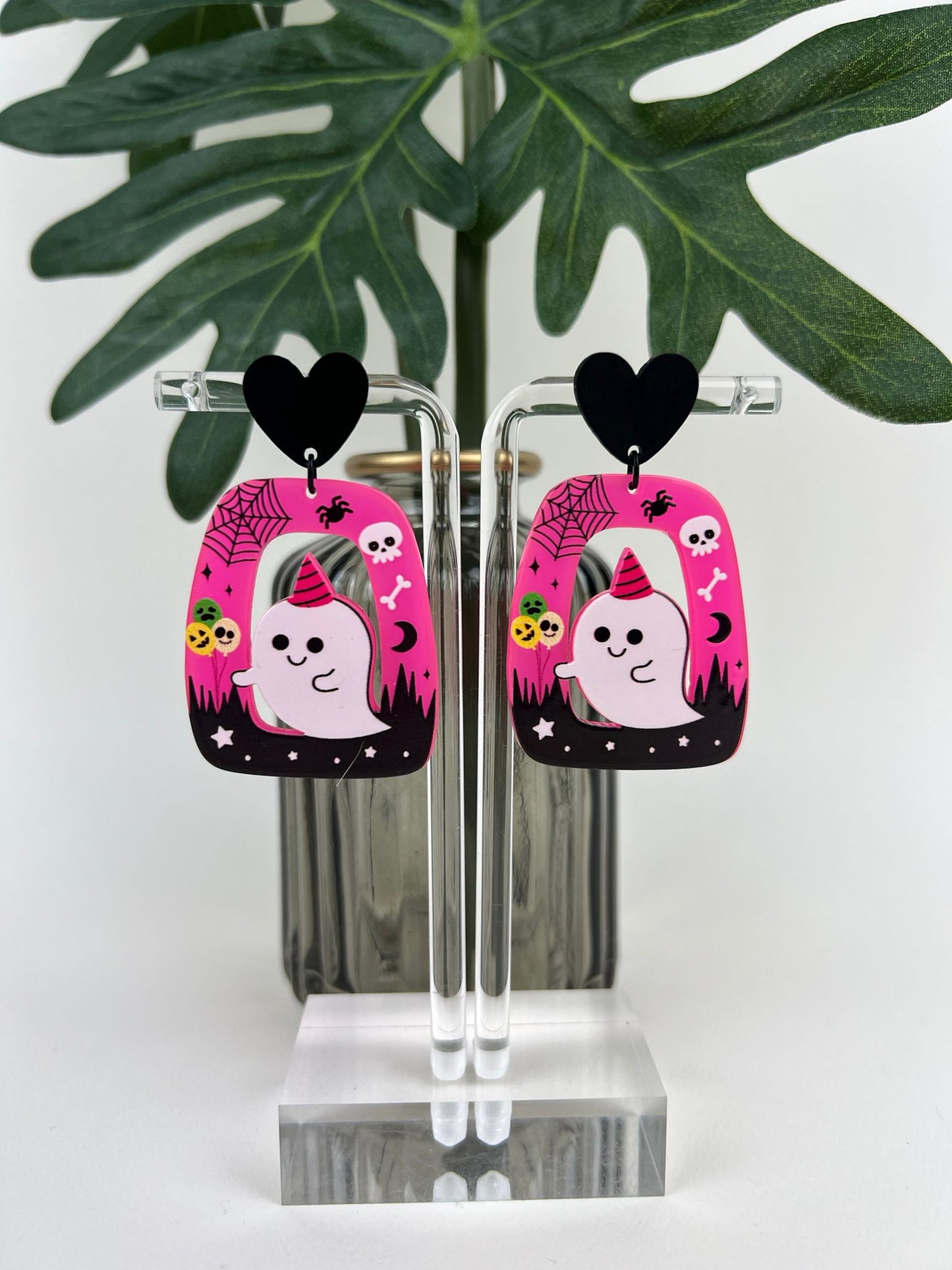 Kawaii Halloween Ghost & Cat Earrings