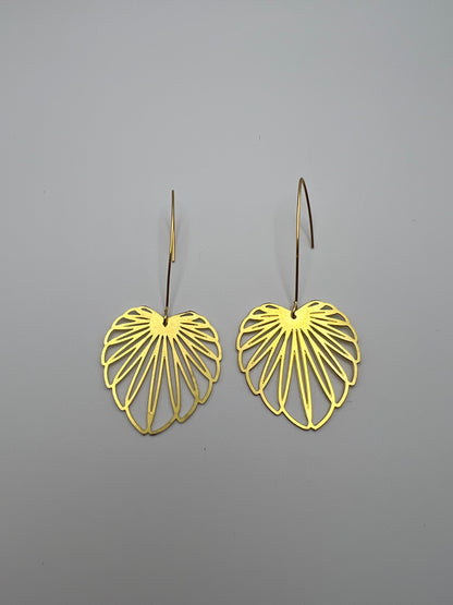 Delicate Floral Gold Brass Earrings