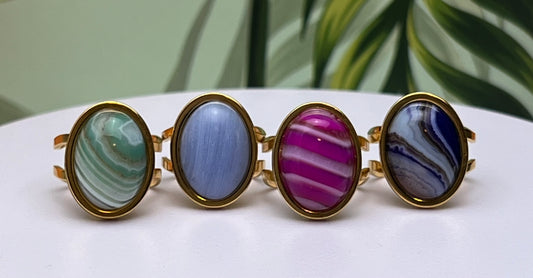 Agate Oval Statement Rings