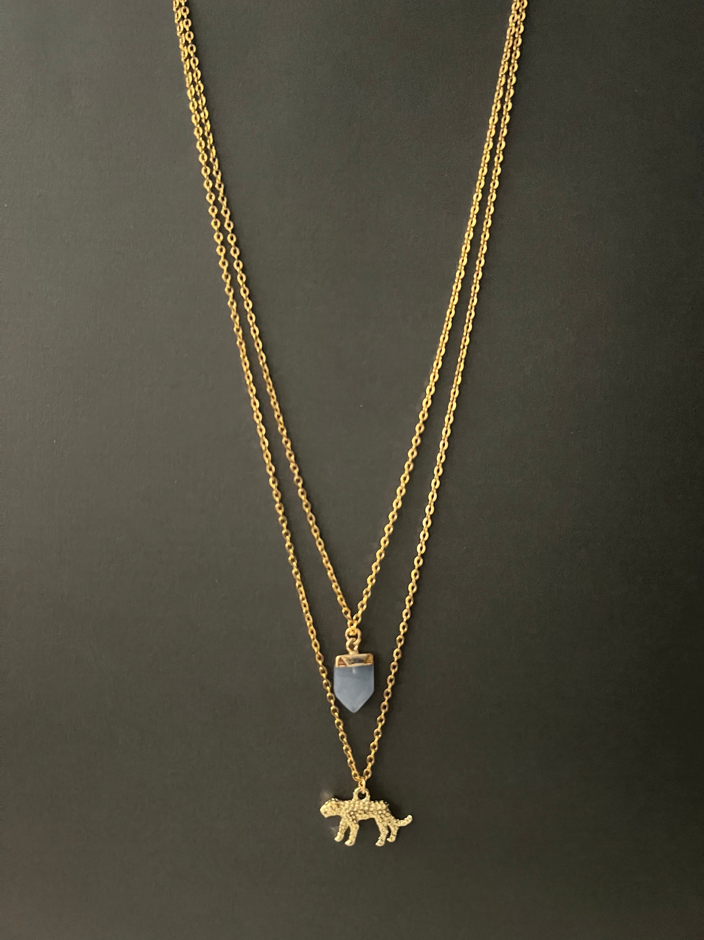 Leopard & Blue Opal Layered Necklace