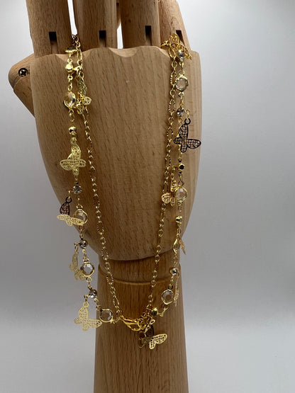 Gold Flirty Butterfly Layered Necklace