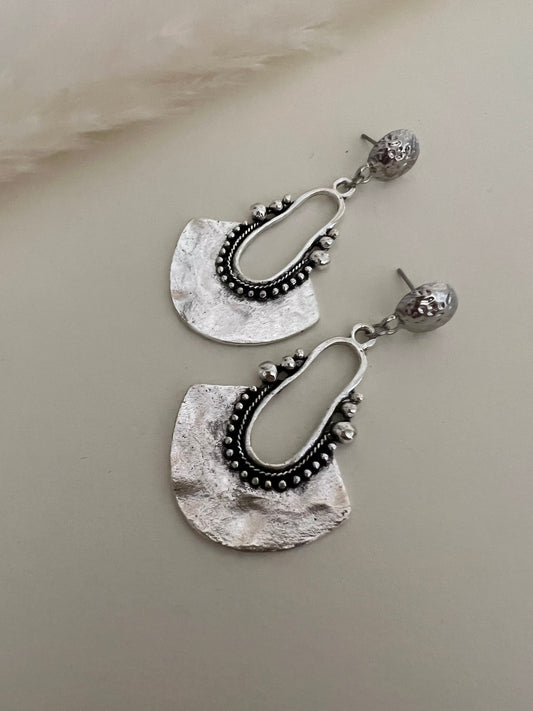 Western Boho Silver Dangle Earrings