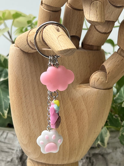 Kawaii Unicorn & Cloud  Polymer Clay Keychain