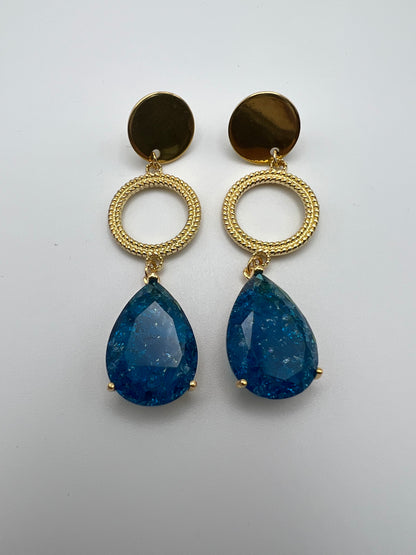 Blue Stone Elegant Dangle Earrings