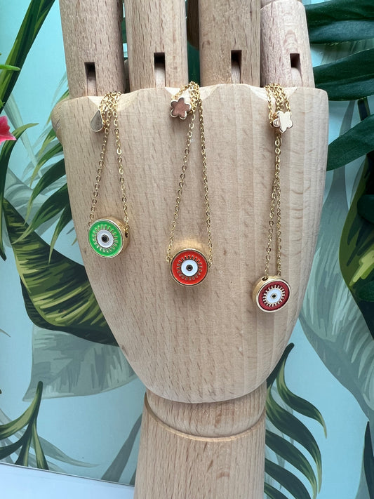Pop-of-Color Evil Eye Necklace