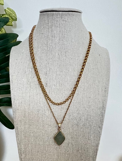 Elegant Green Aventurine Layered Necklace