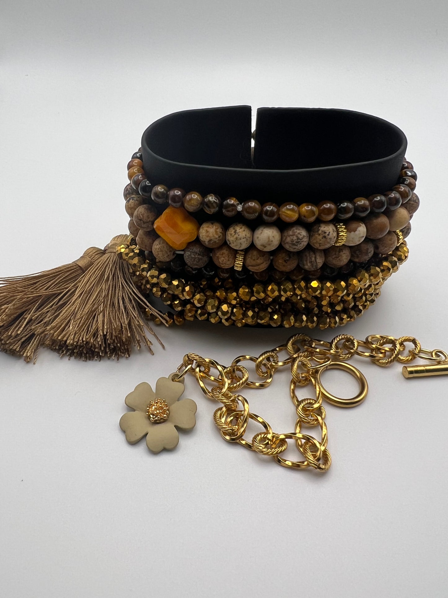 Brown & Gold Stacked Bracelet Set