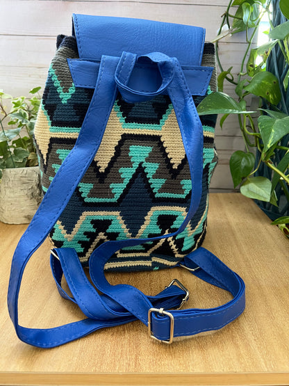 Geometric Pattern Handwoven Backpack