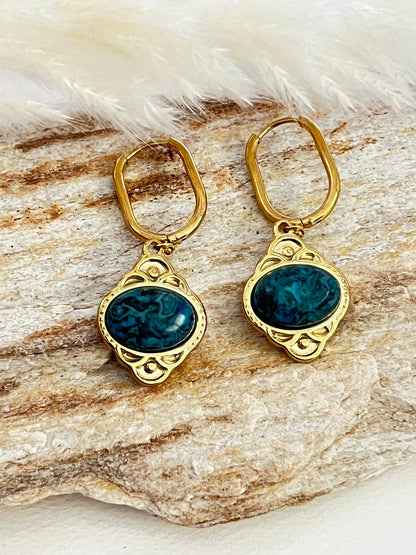 Stone Pendant Hoops