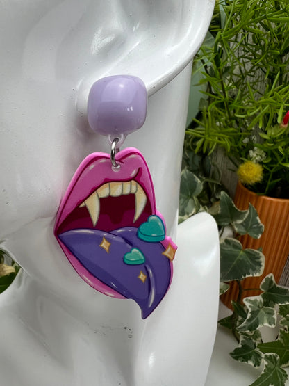 Pastel Goth Vampire Mouth Earrings