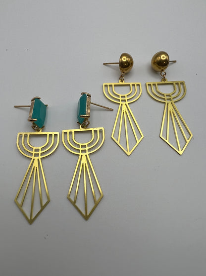 Art Deco-Inspired Brass Earrings