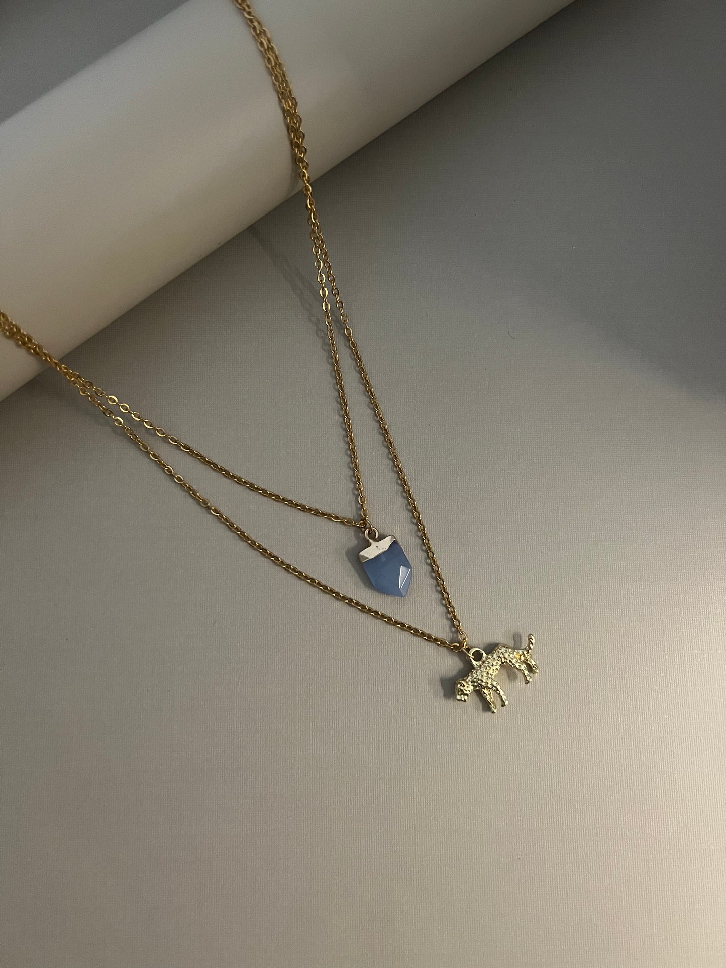 Leopard & Blue Opal Layered Necklace