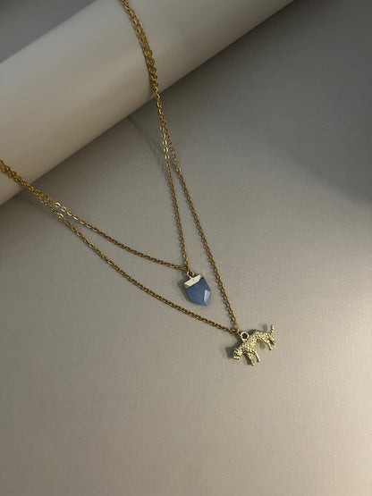 Leopard & Blue Opal Layered Necklace