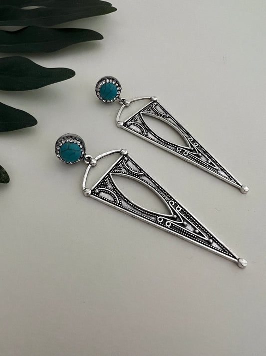 Western Boho Silver Dangle Earrings