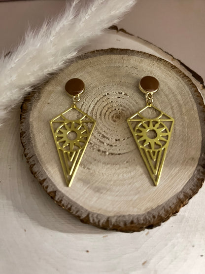 Brass Geometric Pendant Earrings