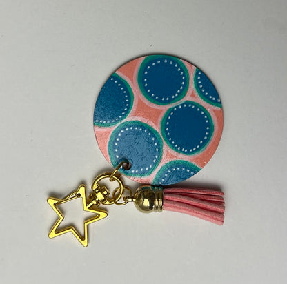 Round Hand-Painted Wood Keychain