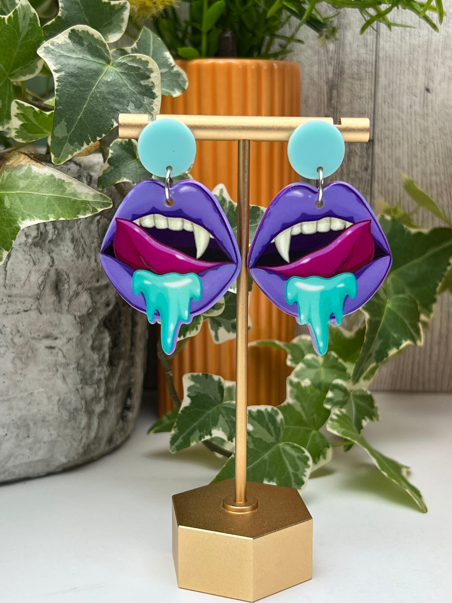 Pastel Goth Vampire Mouth Earrings