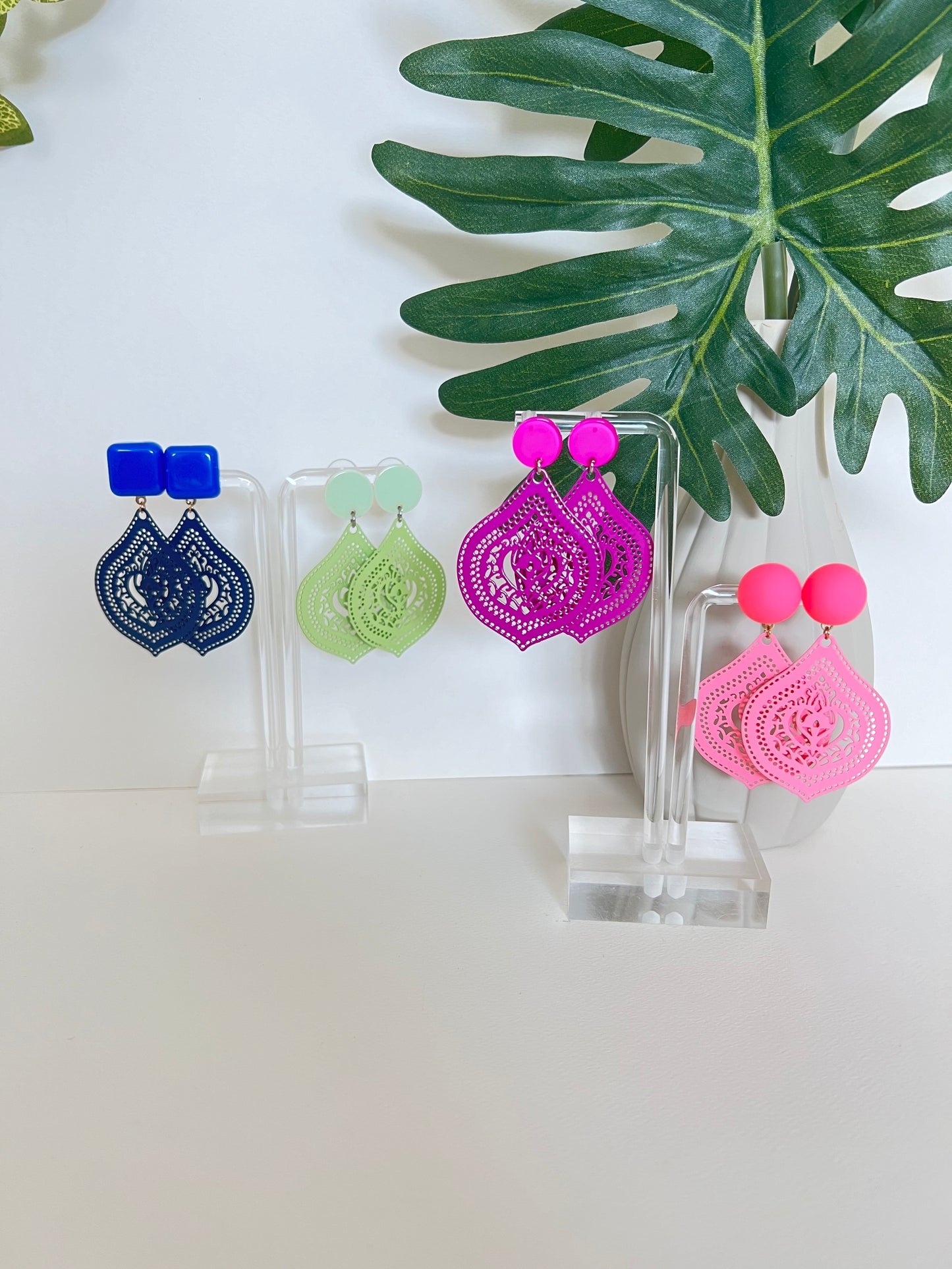 Ornate Pop-of-color Statement Earrings