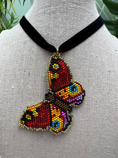 Elegant Beaded Butterfly Necklace