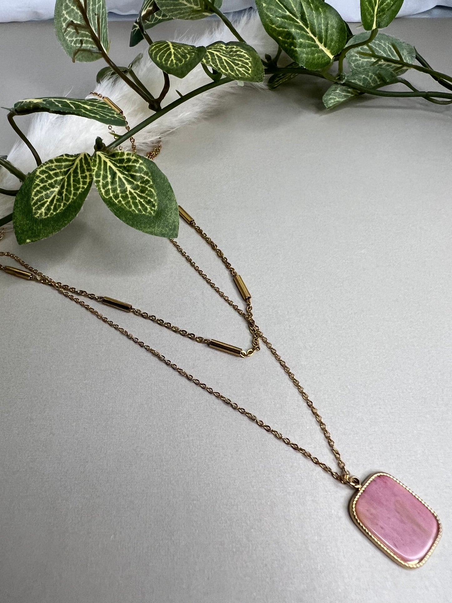 Pink & Gold Pendant Necklace