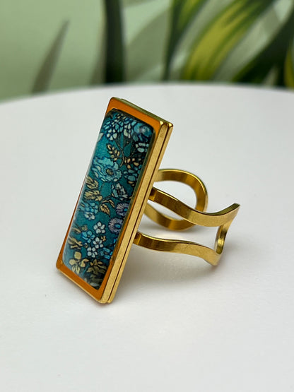 Floral Design Rectangular Rings