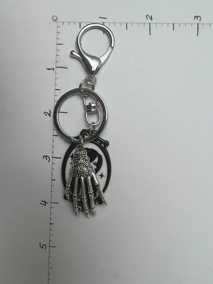 Witchy Girl Gothic Silver Keychain