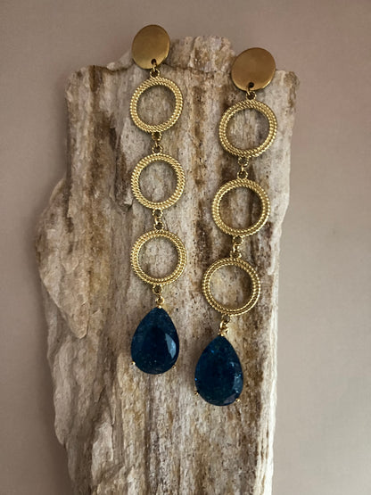 Blue Stone Elegant Dangle Earrings