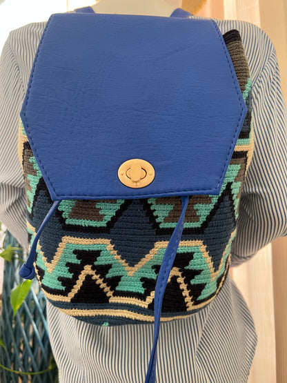 Geometric Pattern Handwoven Backpack