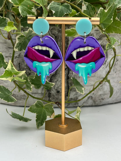 Pastel Goth Vampire Mouth Earrings