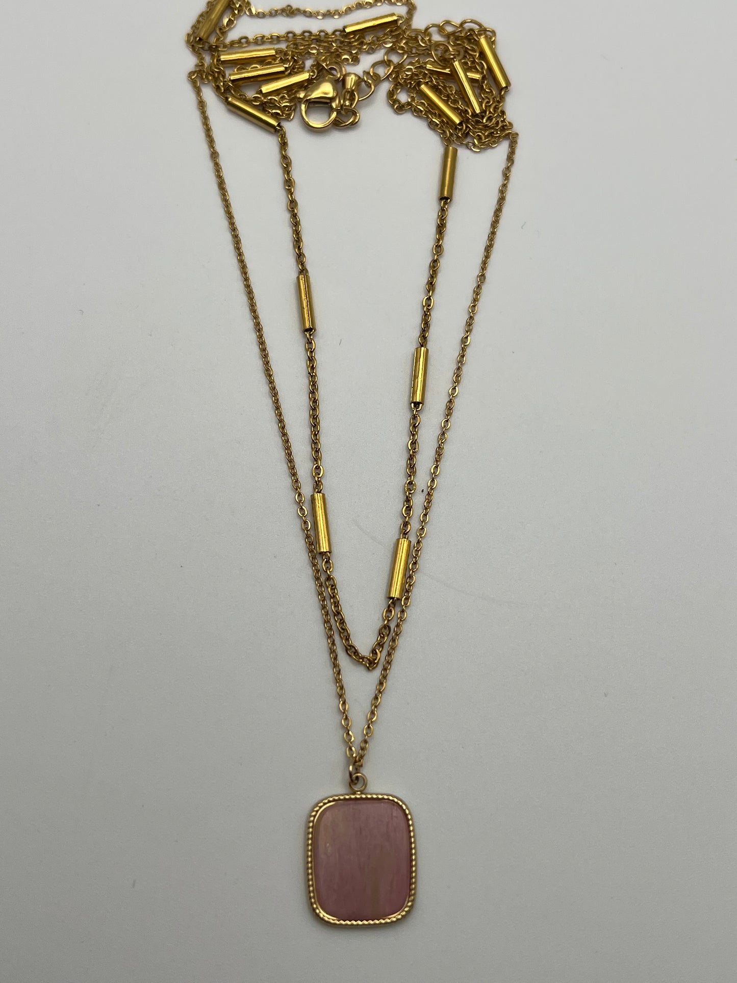 Pink & Gold Pendant Necklace