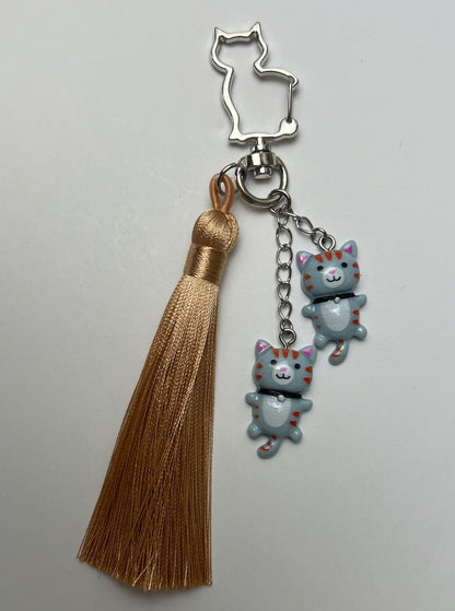 Cute Cats & Tassel Keychain