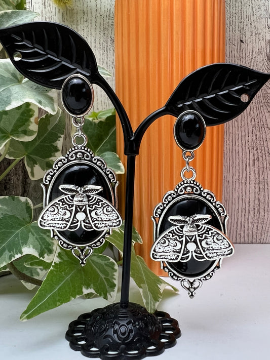 Victorian Goth Moth Dangle Earrings