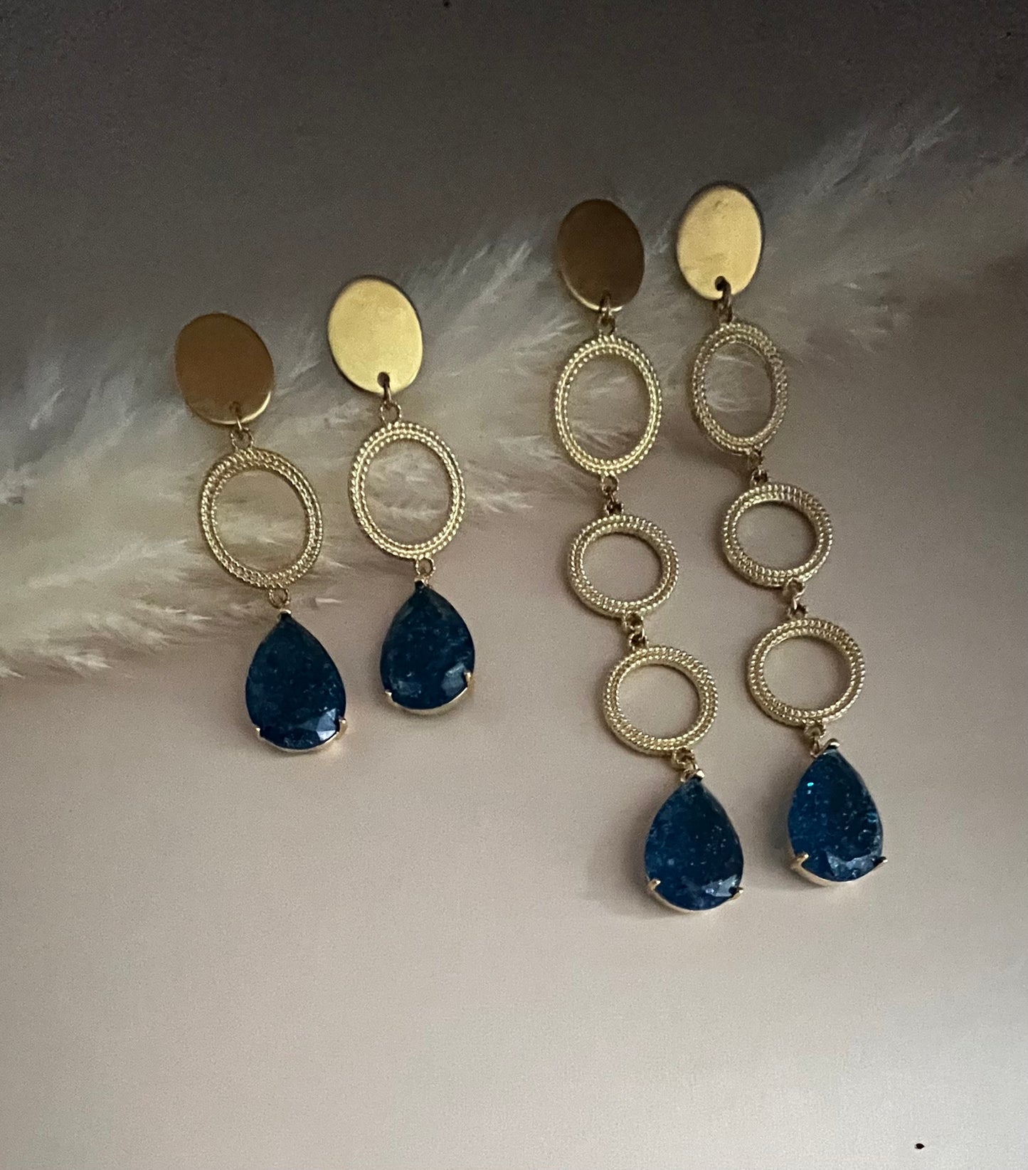 Blue Stone Elegant Dangle Earrings