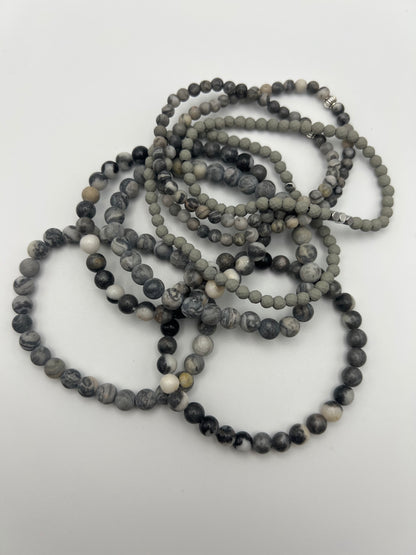 Gray Bead Bracelet Set