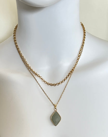 Elegant Green Aventurine Layered Necklace