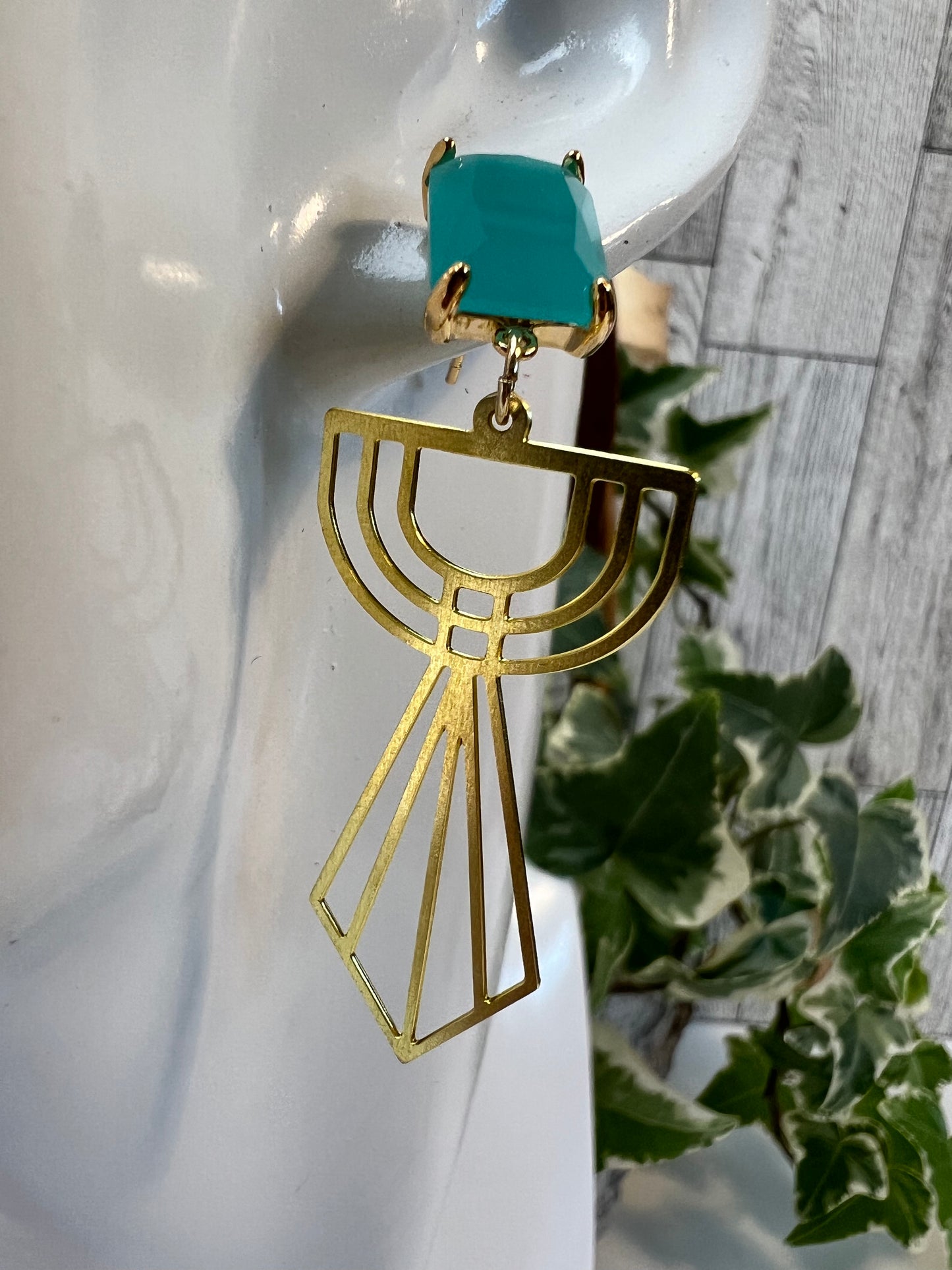 Art Deco-Inspired Brass Earrings