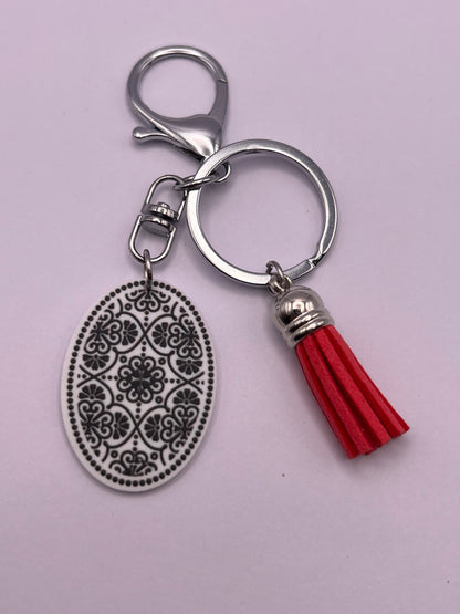 Classic Black & Red Pattern Keychain