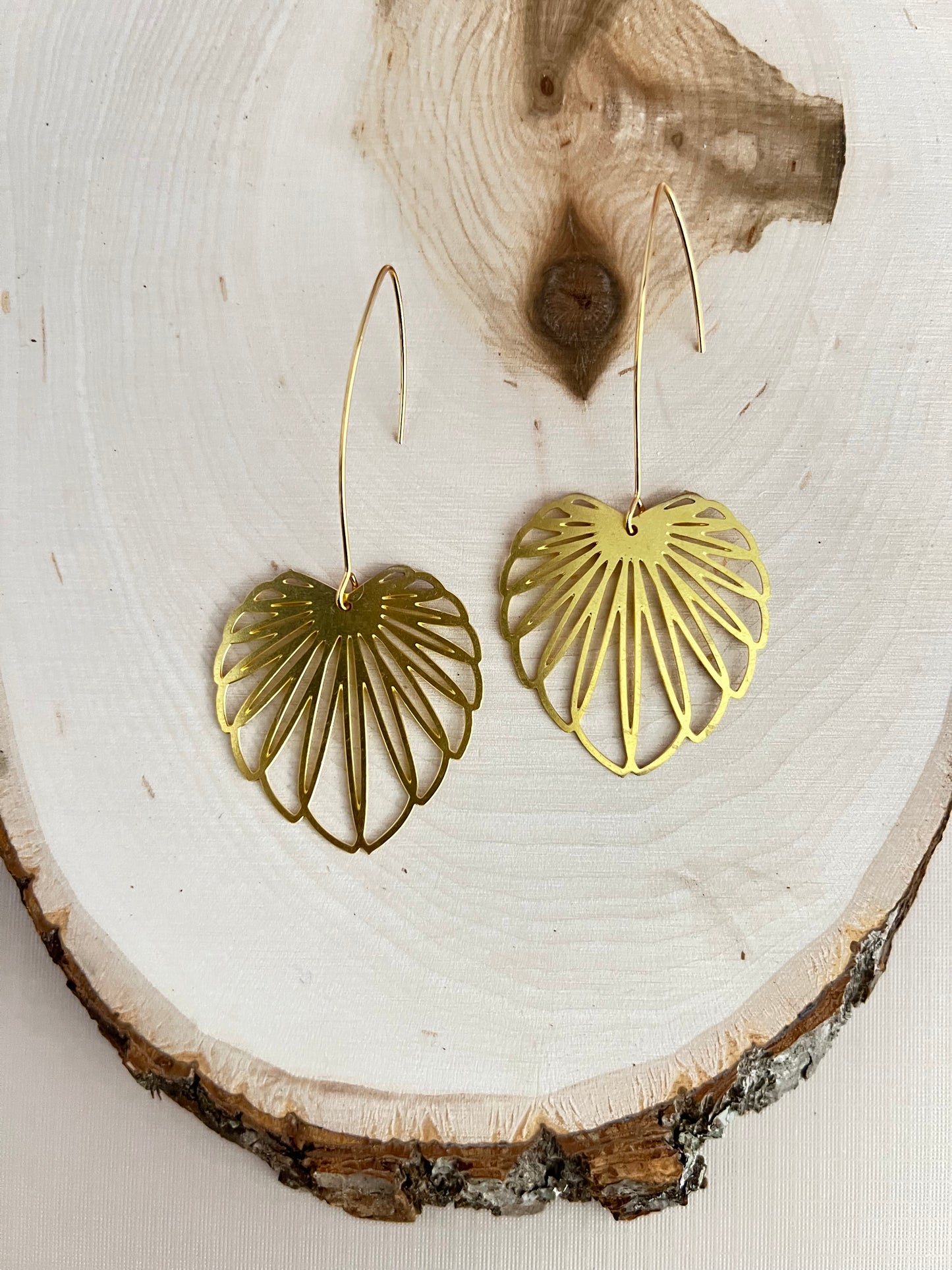 Delicate Floral Gold Brass Earrings