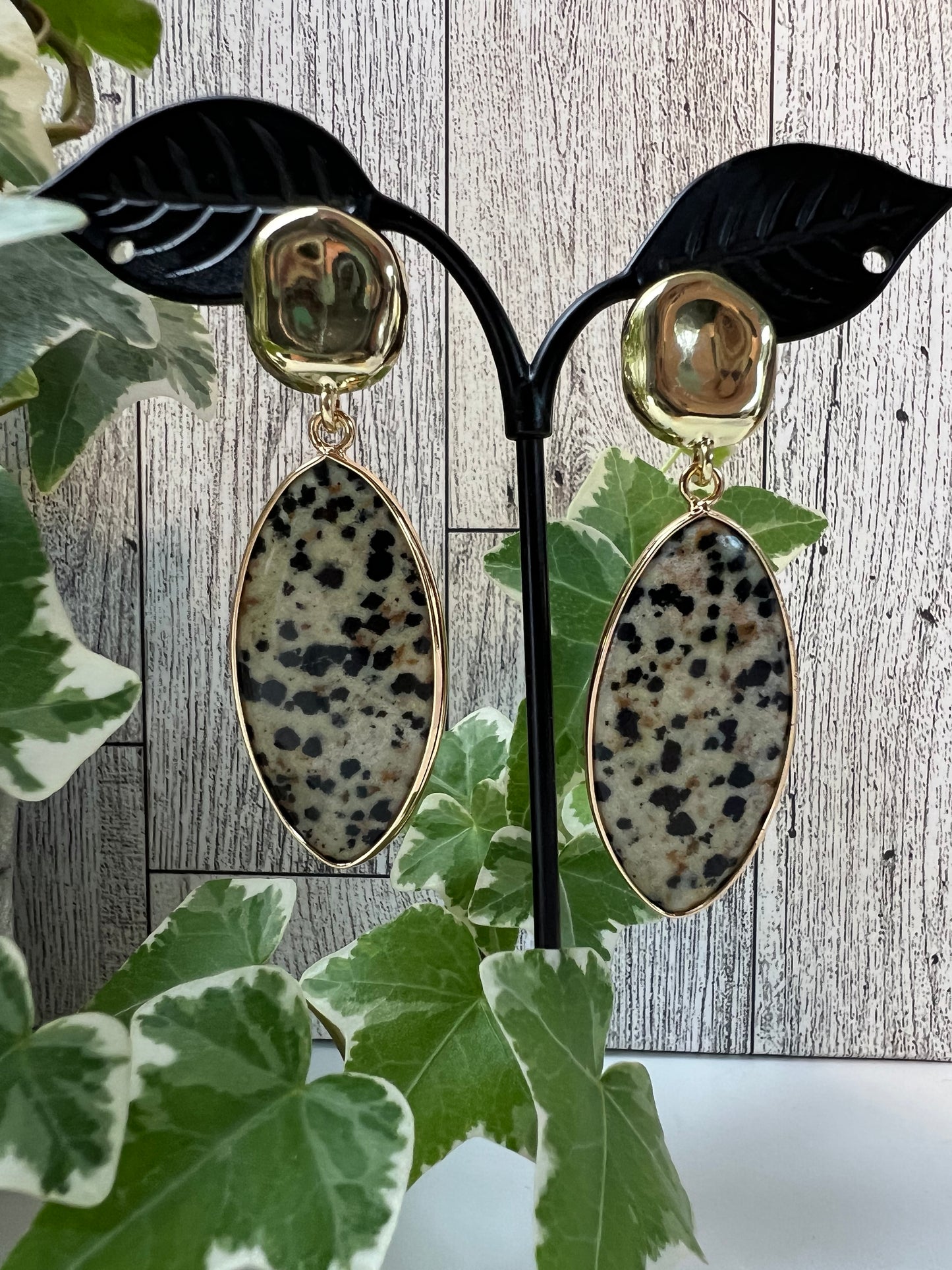 Statement Dalmation Stone Earrings