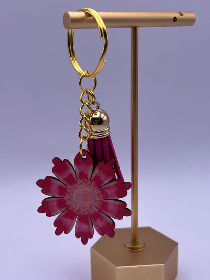 Pink Hand-Painted Flower Keychain