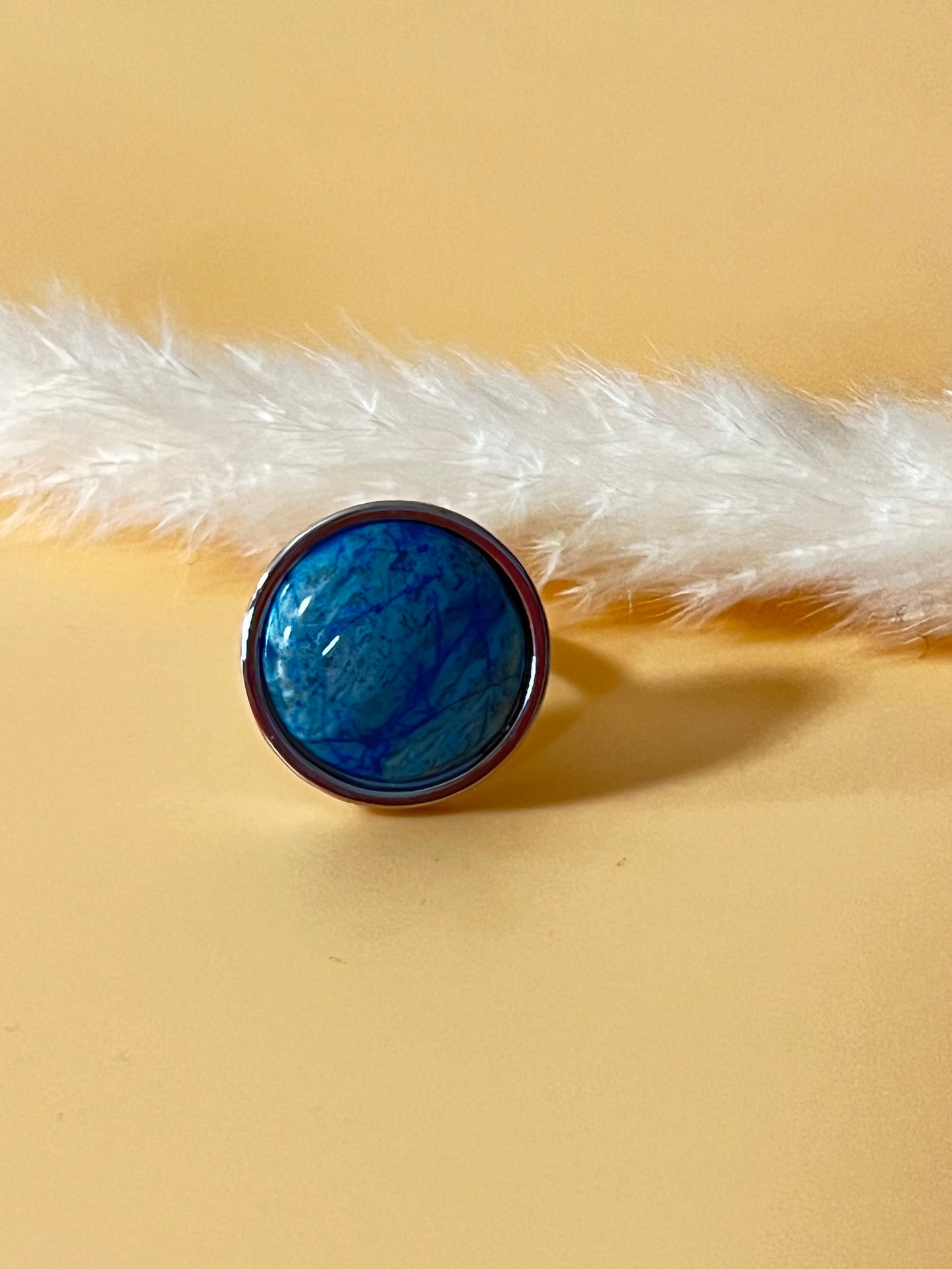 Blue Orchid Stone Statement Rings