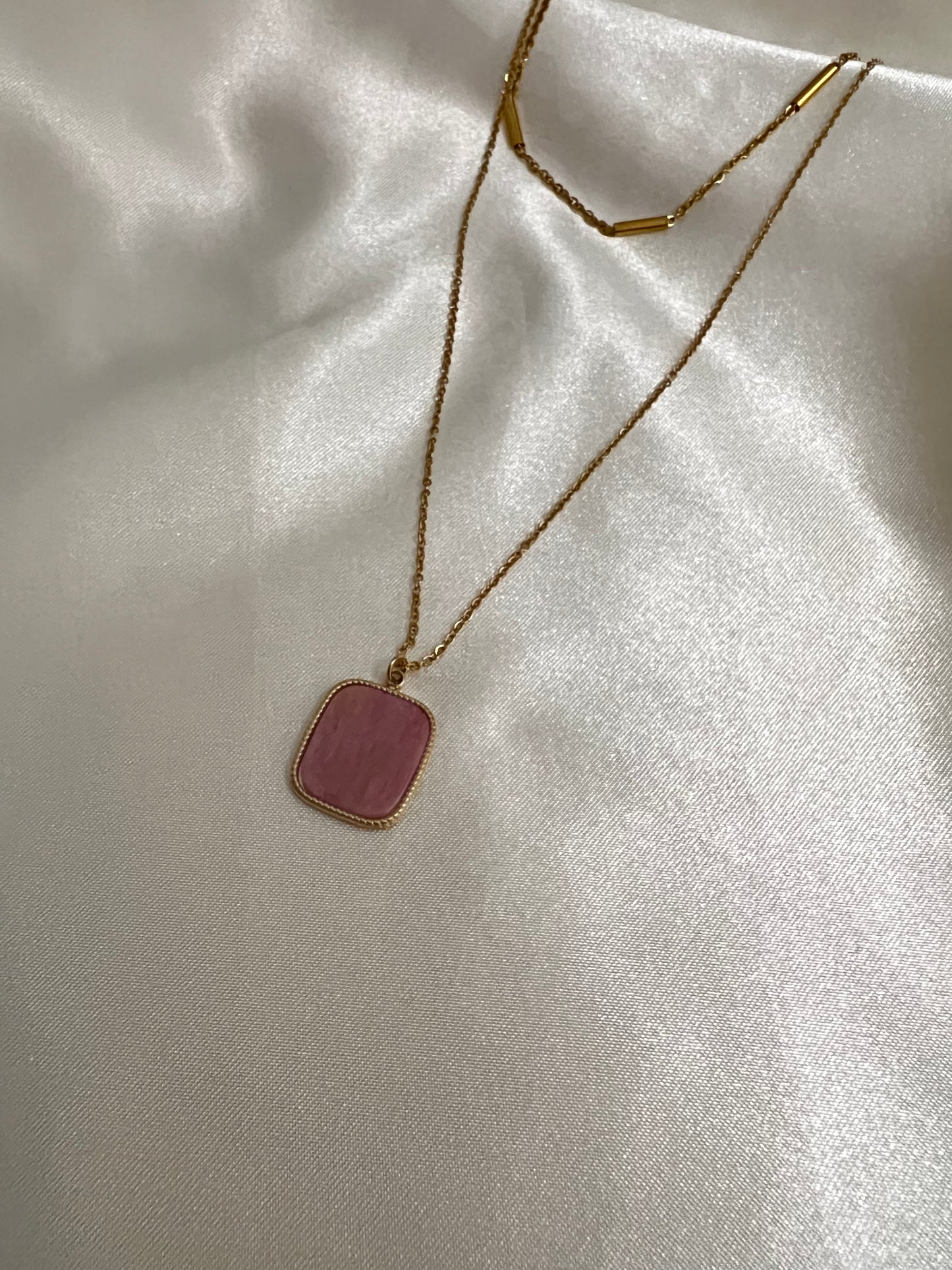 Pink & Gold Pendant Necklace