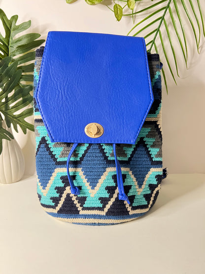 Geometric Pattern Handwoven Backpack