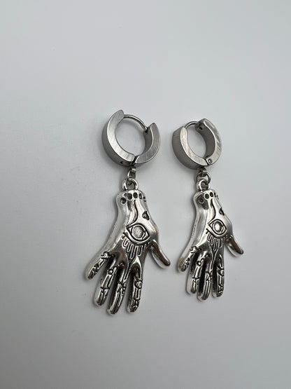 Silver Dainty Esoteric Hand Earrings