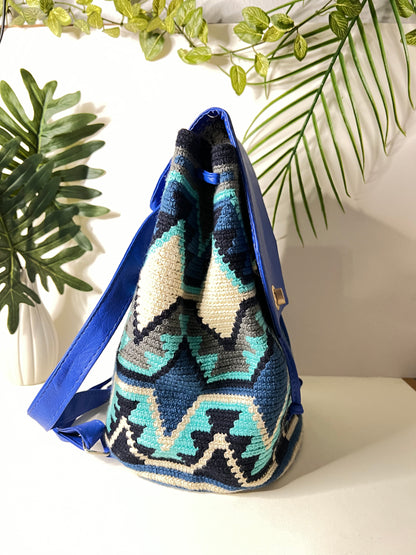 Geometric Pattern Handwoven Backpack