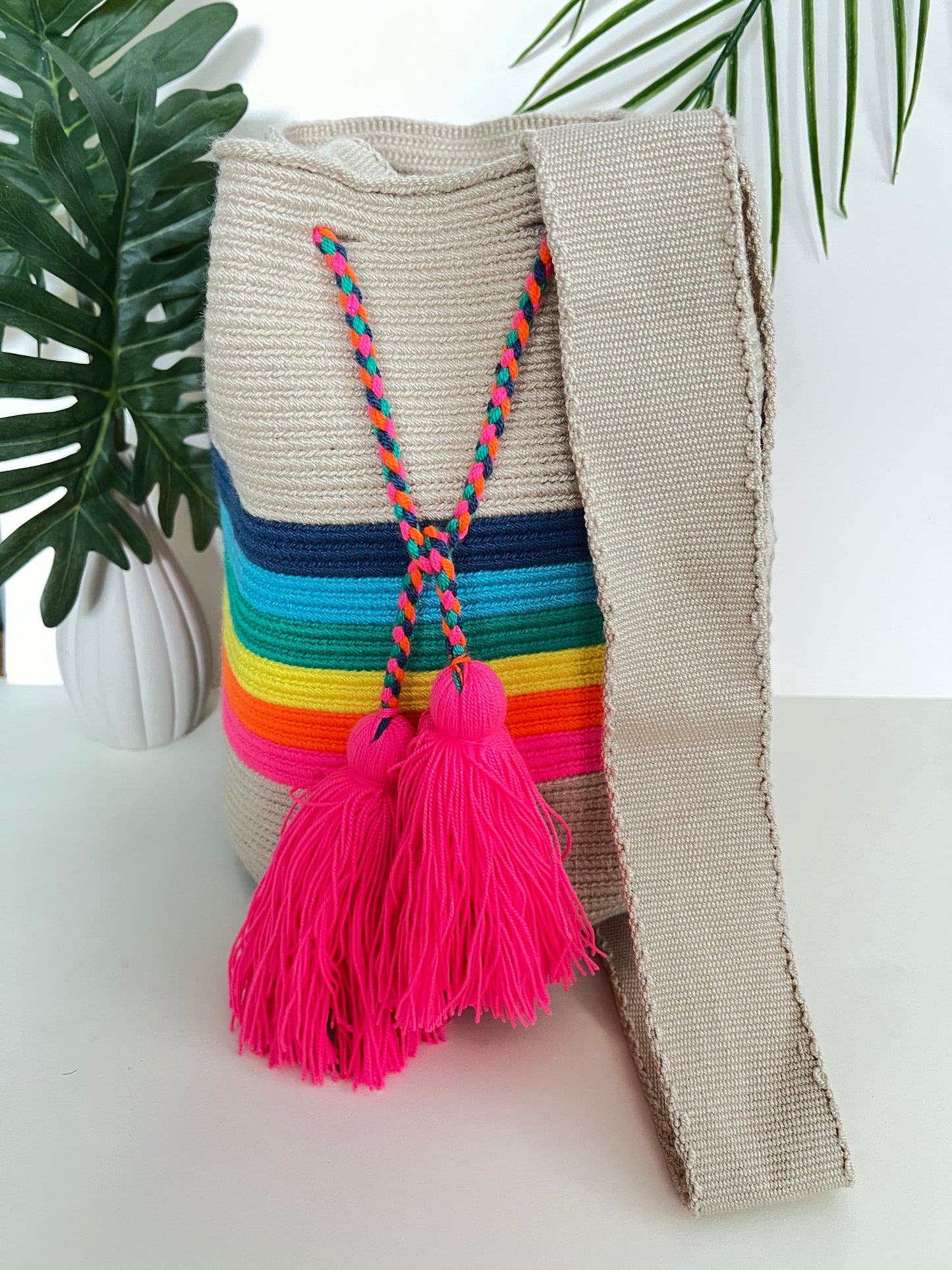 Rainbow Handwoven Bucket Bag