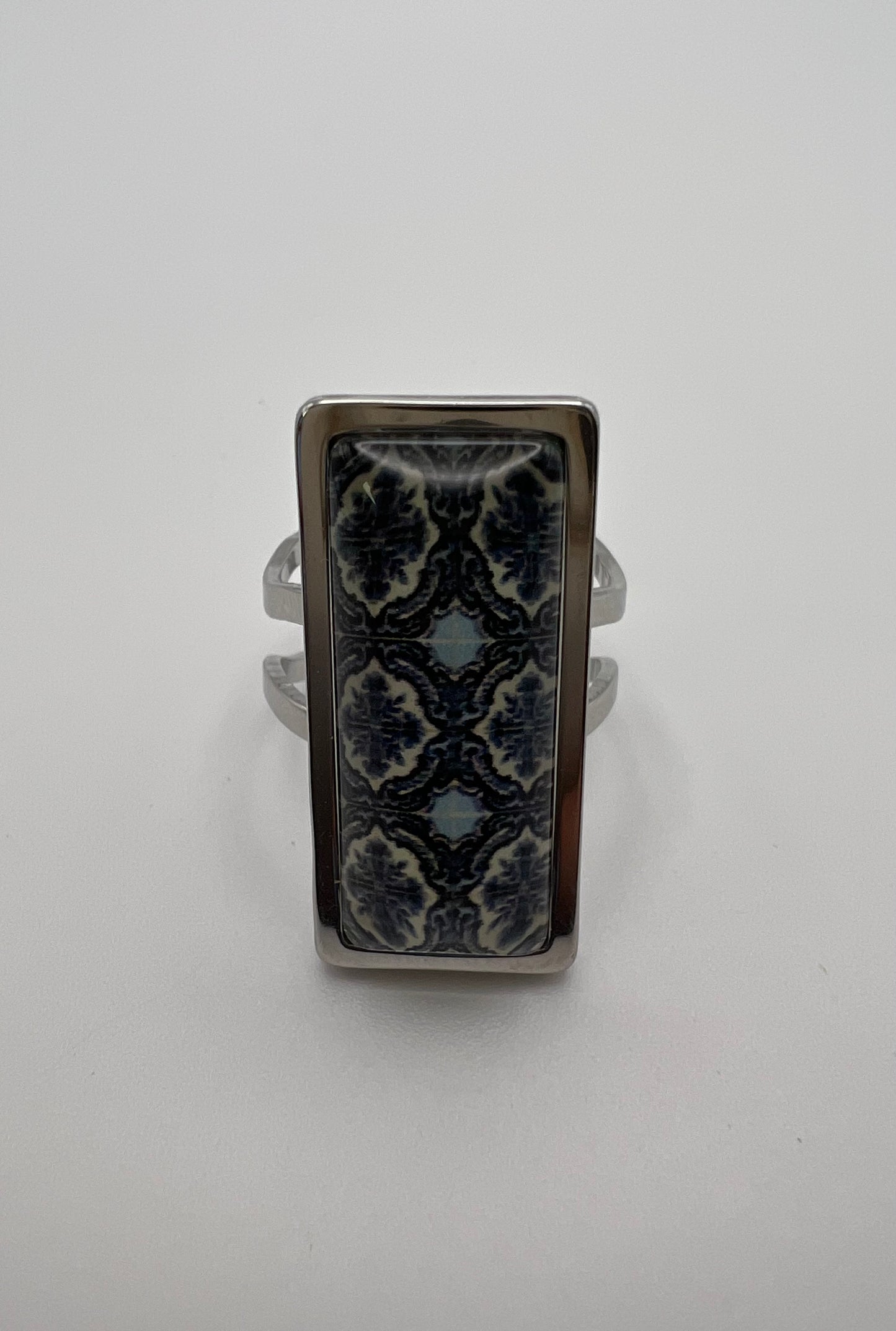 Blue Pattern Statement Ring