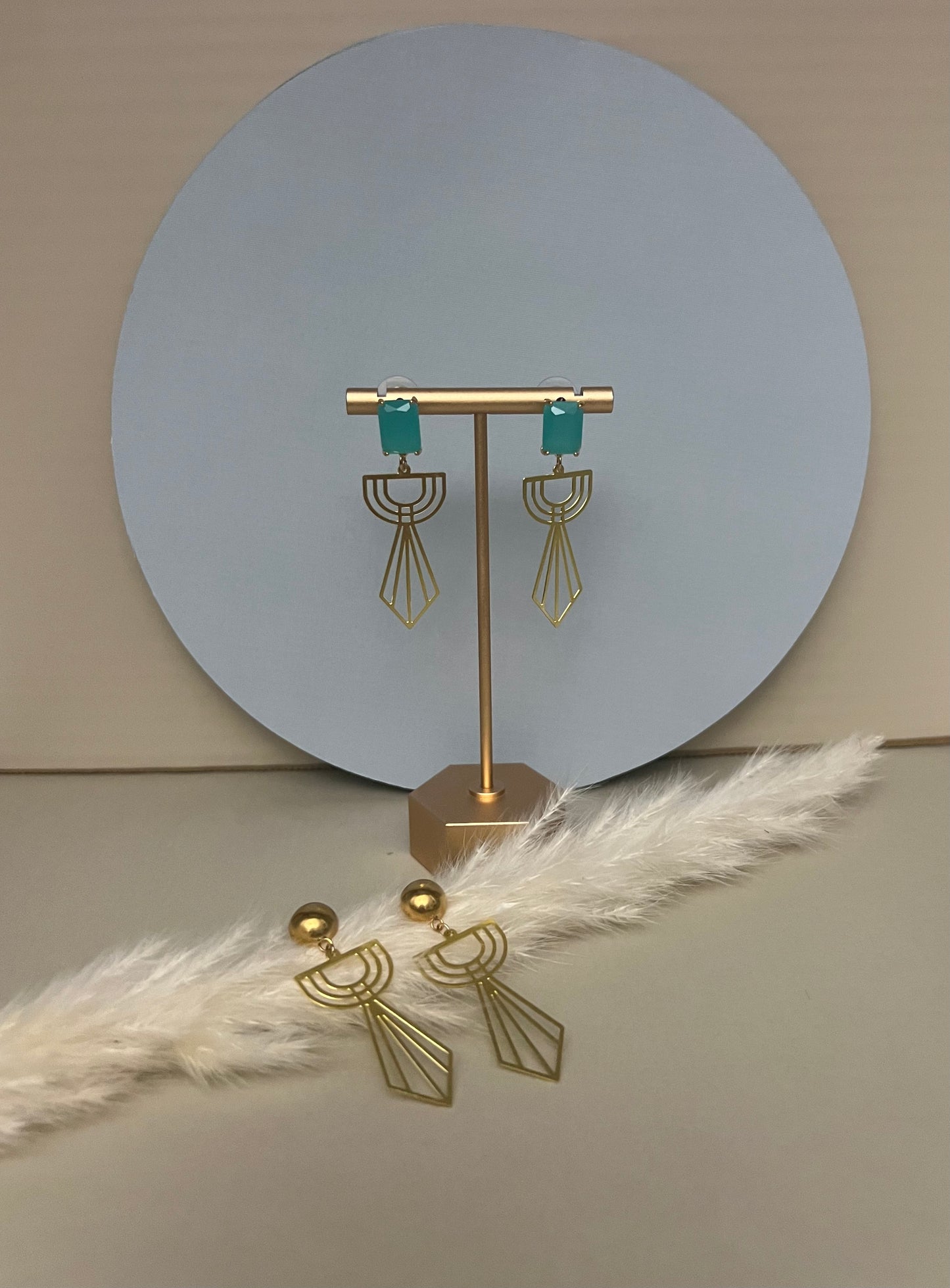 Art Deco-Inspired Brass Earrings