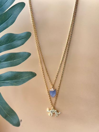 Leopard & Blue Opal Layered Necklace