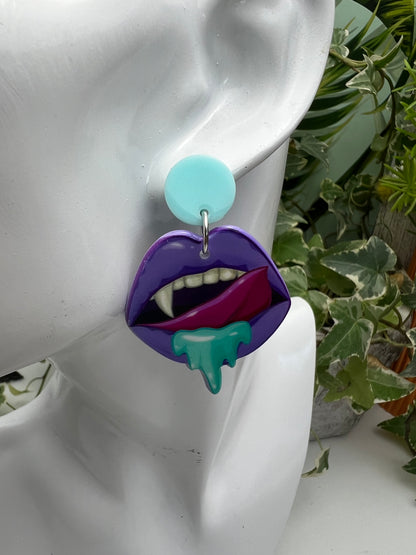 Pastel Goth Vampire Mouth Earrings